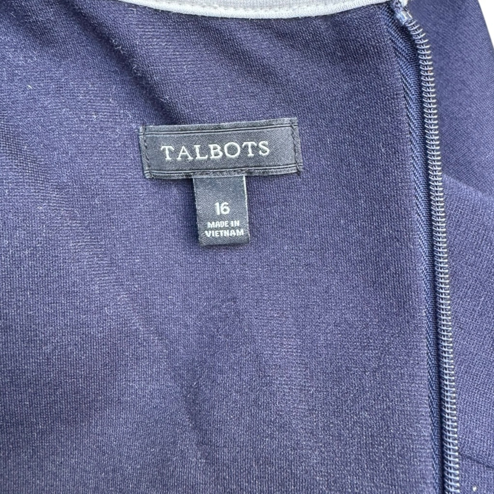 Talbots Navy Shift Dress Size 16 | Teardrop Cutout Neckline | Classic Polished S - Picture 5 of 7